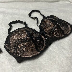 NWT Adore Me sexy black lace bra 32D push up adjustable straps new lingerie